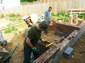 construction works for a landscape garden project