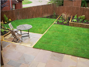 sloping garden design garden completed - lawn